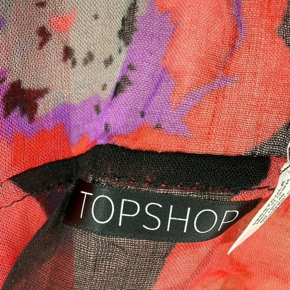 Topshop Infinity Scarf Black Red Purple Gray Floral Flower All Over Print